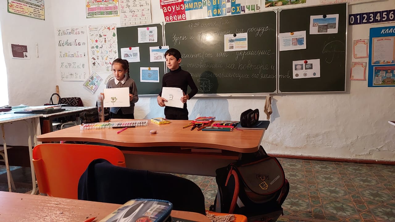 Открытый урок по ИЗО в 4 классе на тему &amp;quot;Узоры и орнамент на посуде &amp;quot;.